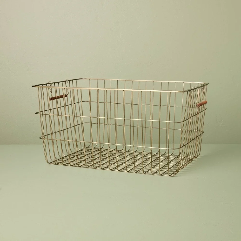 Large Rectangular Brass Wire Storage Basket - Hearth‎ & Hand Magnolia, Target